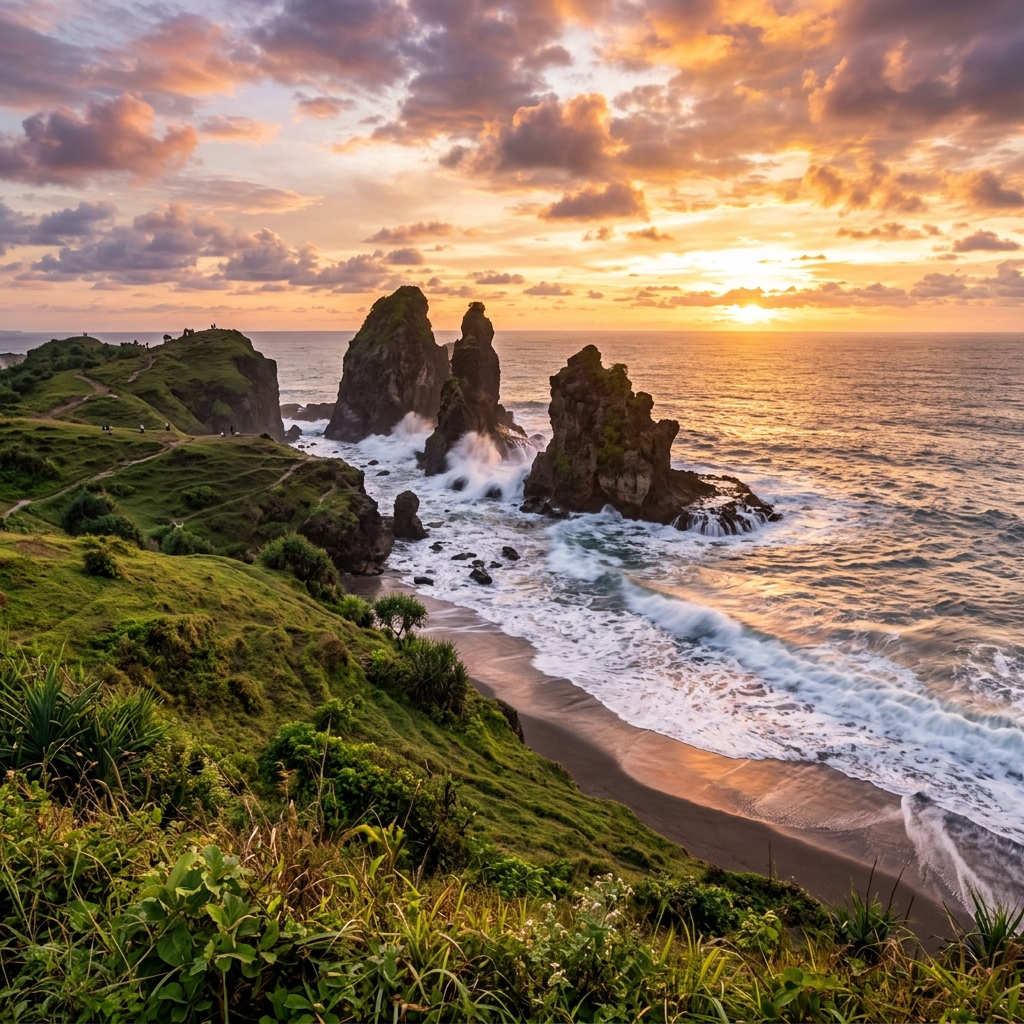 Camping Seru Berlatar Sunset Indah di Pantai Madasari